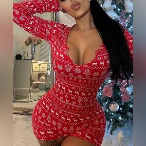 Fashion Nova Sleigh Bells Ring Sleep Romper